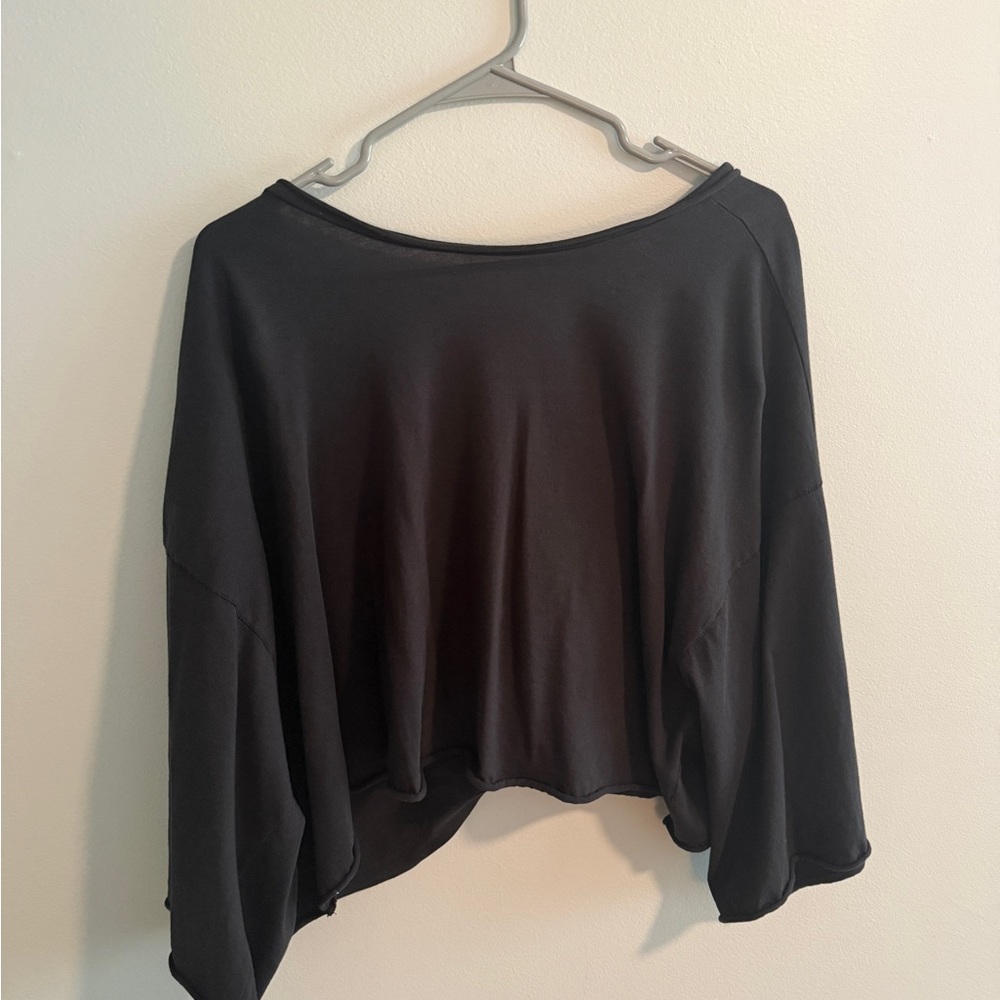 Free People Black Oversized Crop Top